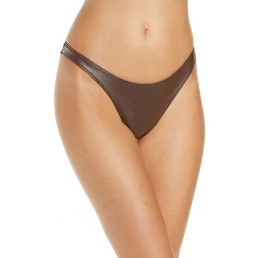 SKIMS NWT Wet Jersey Cocoa Thong Swim
